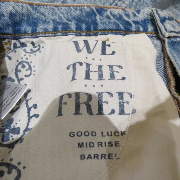 FREE PEOPLE WE THE FREE Good Luck Mid Rise Barrel Jeans Ultra Light Beam 31S - Picture 15 of 16